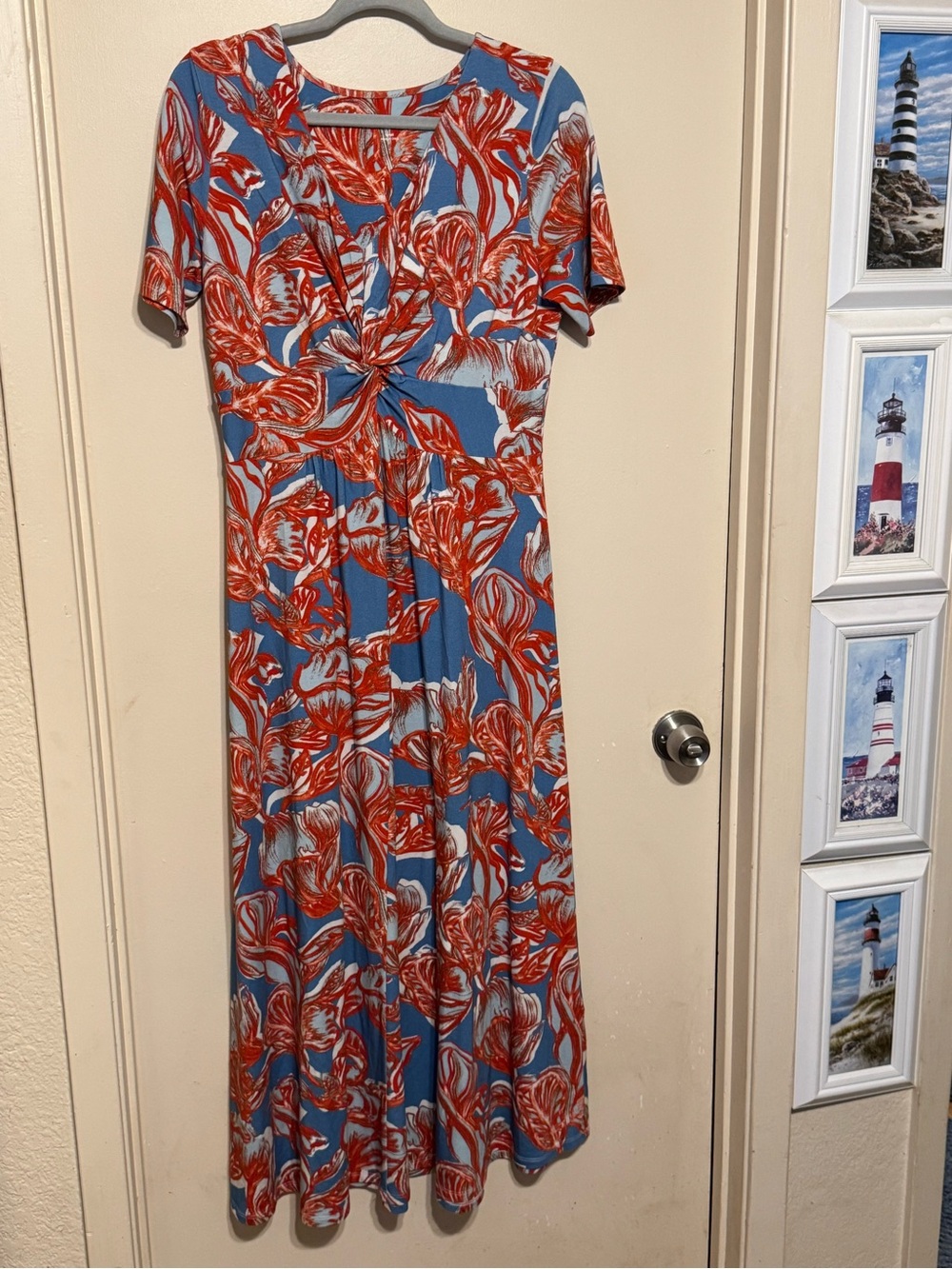 Soft Surroundings Maxi Dress  Spritzer Tropical Floral Twist Front Boho Resort